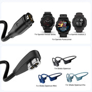 2 in 1 Earphone & Smart Watch Charging Adapter Cable for Shokz & Garmin, Interface:USB