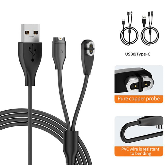 2 in 1 Earphone & Smart Watch Charging Adapter Cable for Shokz & Garmin, Interface:Type-C