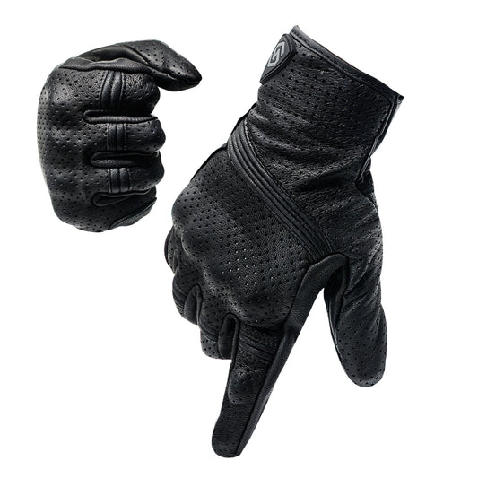 WUPP CS-1049A Outdoor Motorcycle Cycling Breathable Leather Full Finger Gloves with Holes, Size:M(Black) - free shipping - PMC Jewellery - Order now!
