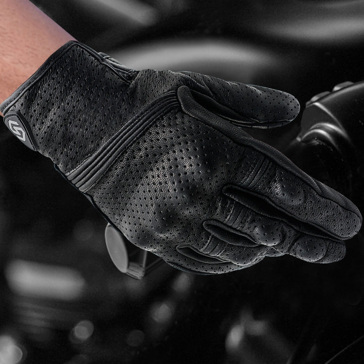 WUPP CS-1049A Outdoor Motorcycle Cycling Breathable Leather Full Finger Gloves with Holes, Size:M(Black) - free shipping - PMC Jewellery - Order now!