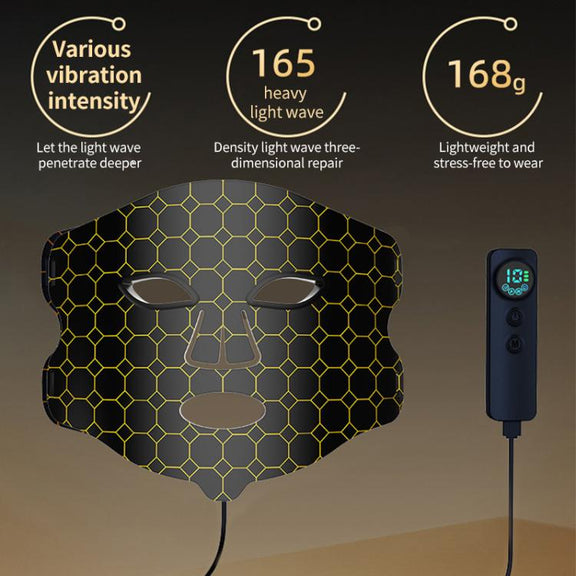 WG-B-M03 Vibration Massage Photon Mask Photon Rejuvenation Facial Beauty Device, EU Plug(Black)
