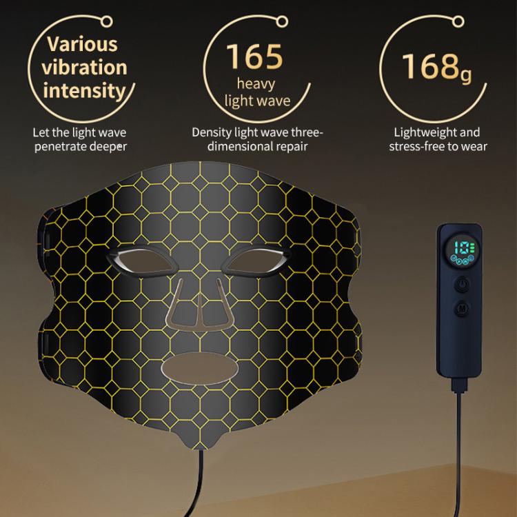 WG-B-M03 Vibration Massage Photon Mask Photon Rejuvenation Facial Beauty Device, EU Plug(Black)