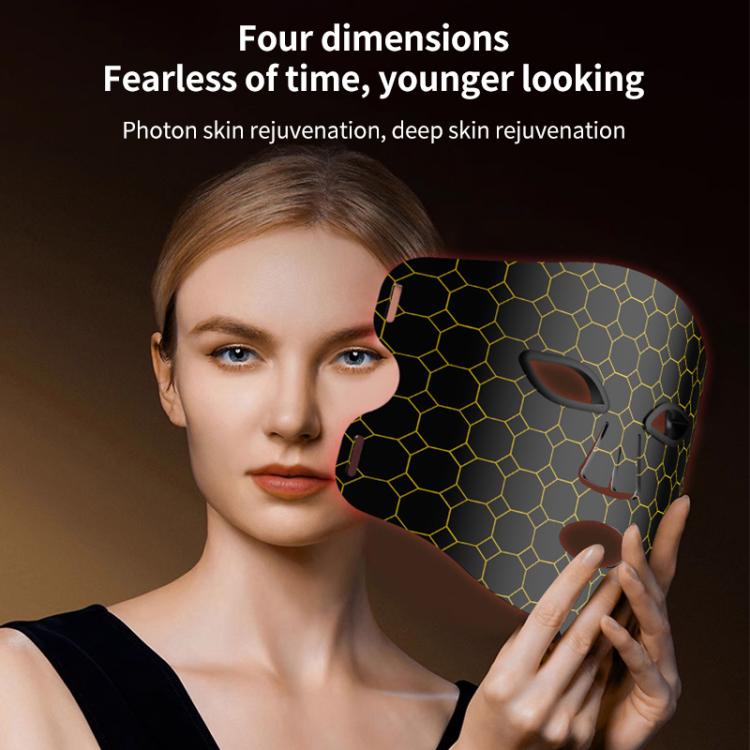 WG-B-M03 Vibration Massage Photon Mask Photon Rejuvenation Facial Beauty Device, EU Plug(Black)
