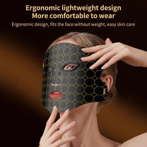 WG-B-M03 Vibration Massage Photon Mask Photon Rejuvenation Facial Beauty Device, UK Plug(Black)