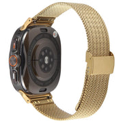 For Samsung Galaxy Watch Ultra 47mm Integrated Buckle Embossed Milanese Metal Watch Band(Gold)