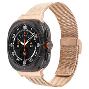 For Samsung Galaxy Watch Ultra 47mm Integrated Buckle Embossed Milanese Metal Watch Band(Rose Gold)