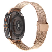 For Samsung Galaxy Watch Ultra 47mm Integrated Buckle Embossed Milanese Metal Watch Band(Rose Gold)