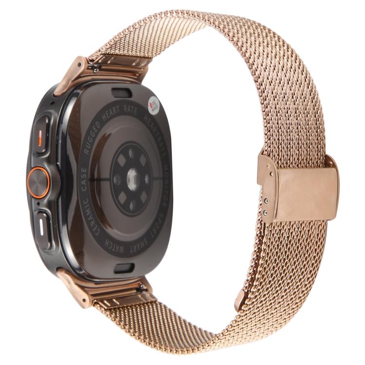 For Samsung Galaxy Watch Ultra 47mm Integrated Buckle Embossed Milanese Metal Watch Band(Rose Gold)