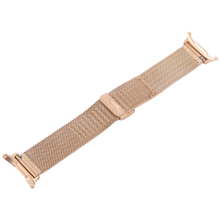 For Samsung Galaxy Watch Ultra 47mm Integrated Buckle Embossed Milanese Metal Watch Band(Rose Gold)