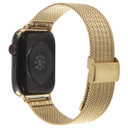 For Apple Watch 46mm / 49mm / 45mm / 44mm Integrated Buckle Embossed Thick Milanese Metal Watch Band(Gold)