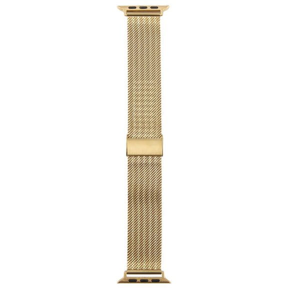 For Apple Watch 46mm / 49mm / 45mm / 44mm Integrated Buckle Embossed Thick Milanese Metal Watch Band(Gold)