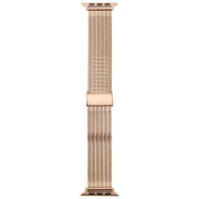 For Apple Watch 46mm / 49mm / 45mm / 44mm Integrated Buckle Embossed Thick Milanese Metal Watch Band(Rose Gold)