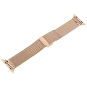 For Apple Watch 46mm / 49mm / 45mm / 44mm Integrated Buckle Embossed Thick Milanese Metal Watch Band(Rose Gold)