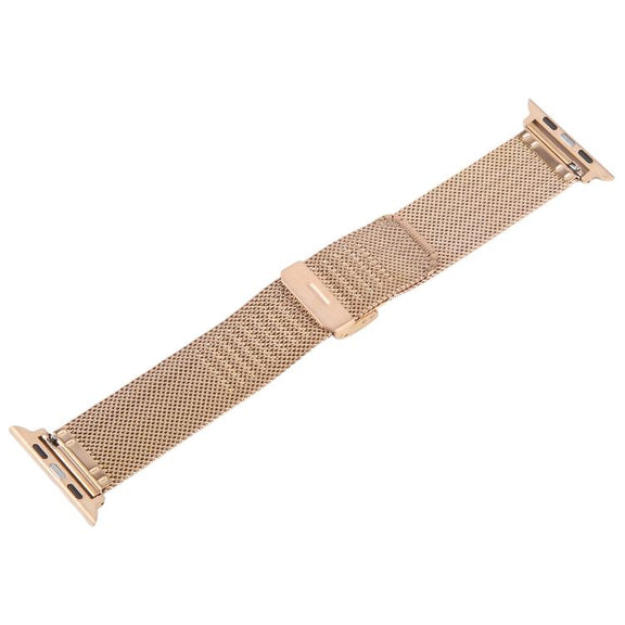 For Apple Watch 46mm / 49mm / 45mm / 44mm Integrated Buckle Embossed Thick Milanese Metal Watch Band(Rose Gold)