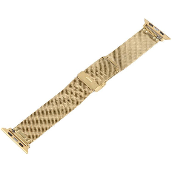 For Apple Watch 42mm / 41mm / 40mm / 38mm Integrated Buckle Embossed Thick Milanese Metal Watch Band(Gold)