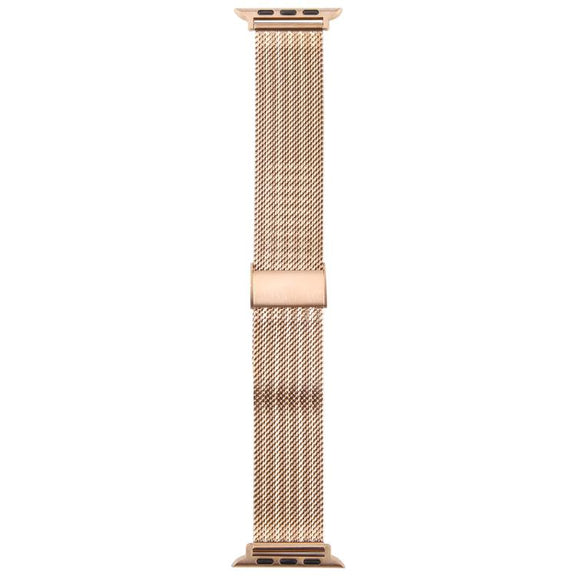 For Apple Watch 42mm / 41mm / 40mm / 38mm Integrated Buckle Embossed Thick Milanese Metal Watch Band(Rose Gold)