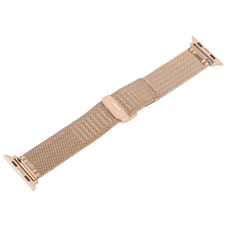 For Apple Watch 42mm / 41mm / 40mm / 38mm Integrated Buckle Embossed Thick Milanese Metal Watch Band(Rose Gold)