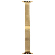 For Apple Watch 46mm / 49mm / 45mm / 44mm Integrated Buckle Embossed Slim Milanese Metal Watch Band(Gold)