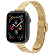 For Apple Watch 42mm / 41mm / 40mm / 38mm Integrated Buckle Embossed Slim Milanese Metal Watch Band(Gold)