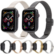For Apple Watch 42mm / 41mm / 40mm / 38mm Integrated Buckle Embossed Slim Milanese Metal Watch Band(Gold)