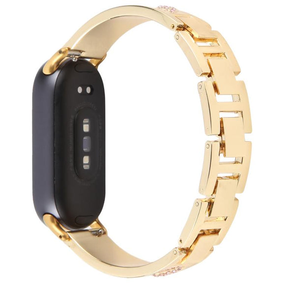 For Xiaomi Smart Band 9 / 8 Diamond Quick Release Chain Bracelet Metal Watch Band(Gold)