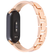 For Xiaomi Smart Band 9 / 8 Diamond Quick Release Chain Bracelet Metal Watch Band(Rose Gold)