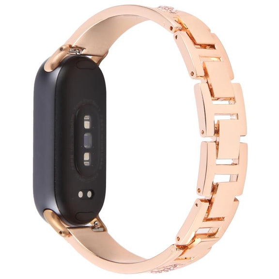 For Xiaomi Smart Band 9 / 8 Diamond Quick Release Chain Bracelet Metal Watch Band(Rose Gold)