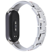For Xiaomi Smart Band 9 / 8 Diamond Quick Release Chain Bracelet Metal Watch Band(Silver)