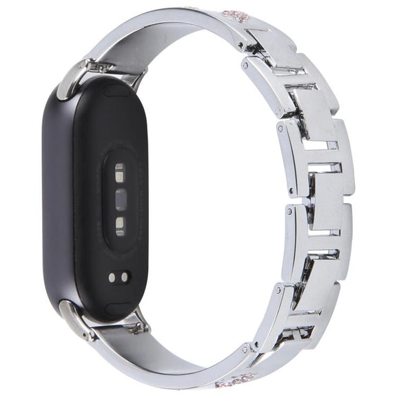For Xiaomi Smart Band 9 / 8 Diamond Quick Release Chain Bracelet Metal Watch Band(Silver)