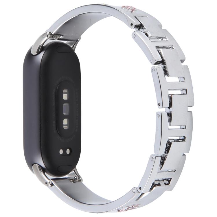 For Xiaomi Smart Band 9 / 8 Diamond Quick Release Chain Bracelet Metal Watch Band(Silver)
