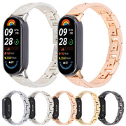 For Xiaomi Smart Band 9 / 8 Diamond Quick Release Chain Bracelet Metal Watch Band(Silver)