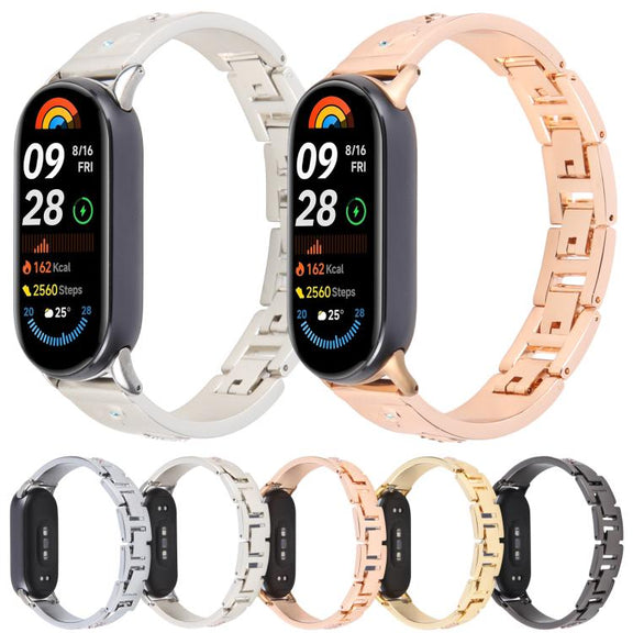 For Xiaomi Smart Band 9 / 8 Diamond Quick Release Chain Bracelet Metal Watch Band(Gold)