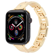For Apple Watch 46mm / 49mm / 45mm / 44mm Diamond Quick Release Chain Bracelet Metal Watch Band(Gold)