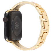 For Apple Watch 46mm / 49mm / 45mm / 44mm Diamond Quick Release Chain Bracelet Metal Watch Band(Gold)