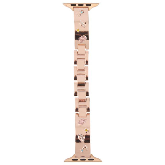 For Apple Watch 46mm / 49mm / 45mm / 44mm Diamond Quick Release Chain Bracelet Metal Watch Band(Rose Gold)