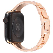 For Apple Watch 42mm / 41mm / 40mm / 38mm Diamond Quick Release Chain Bracelet Metal Watch Band(Rose Gold)