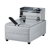 Multifunctional Commercial Stainless Steel Thick Electric Fryer Electric Boiler, Single Cylinder 6L+Timer(US Plug)
