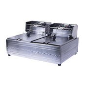 Multifunctional Commercial Stainless Steel Thick Electric Fryer Electric Boiler, Dual Cylinder 12L+Timer(US Plug)