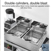 Multifunctional Commercial Stainless Steel Thick Electric Fryer Electric Boiler, Single Cylinder 6L+Timer(UK Plug)