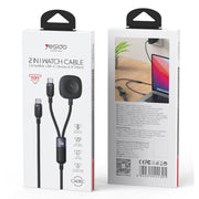 Yesido CA136C 60W USB-C / Type-C to Type-C & iWatch 2 in 1 Charging Cable, Length:1.2m(Black)