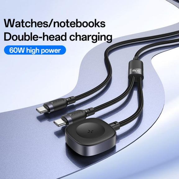 Yesido CA136C 60W USB-C / Type-C to Type-C & iWatch 2 in 1 Charging Cable, Length:1.2m(Black)