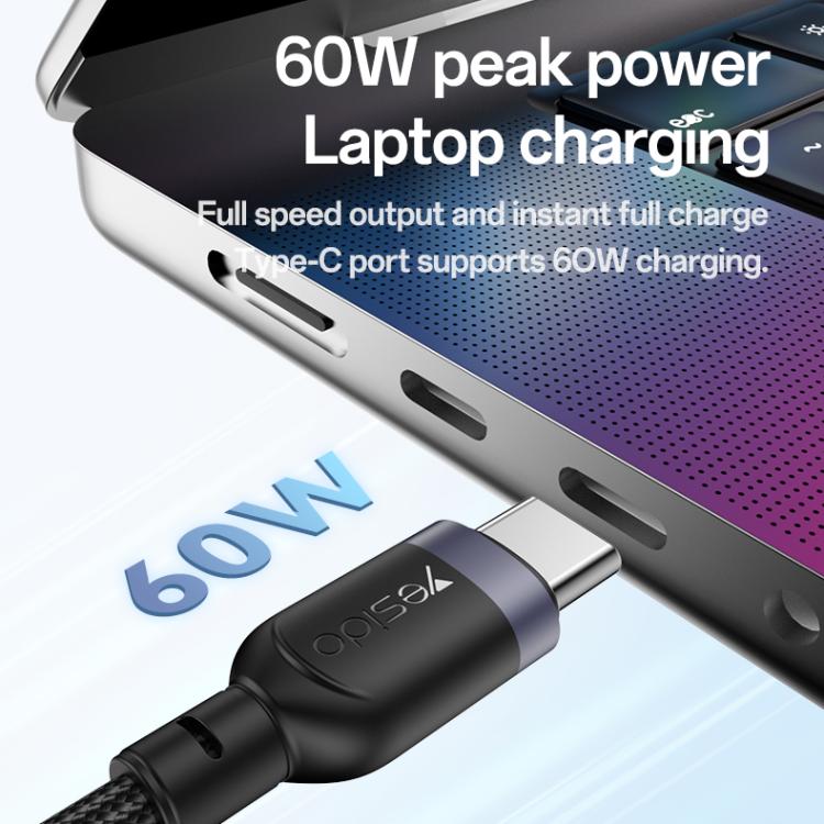 Yesido CA136C 60W USB-C / Type-C to Type-C & iWatch 2 in 1 Charging Cable, Length:1.2m(Black)