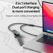 Yesido CA136C 60W USB-C / Type-C to Type-C & iWatch 2 in 1 Charging Cable, Length:1.2m(Black)
