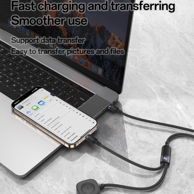 Yesido CA136C 60W USB-C / Type-C to Type-C & iWatch 2 in 1 Charging Cable, Length:1.2m(Black)