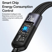 Yesido CA136L 27W USB-C / Type-C to 8 Pin & iWatch 2 in 1 Charging Cable, Length:1.2m(Black)