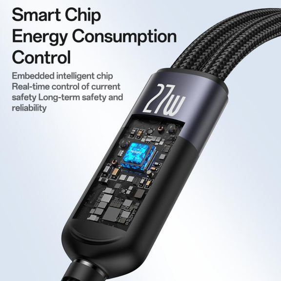 Yesido CA136L 27W USB-C / Type-C to 8 Pin & iWatch 2 in 1 Charging Cable, Length:1.2m(Black)