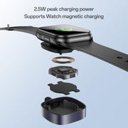 Yesido CA136L 27W USB-C / Type-C to 8 Pin & iWatch 2 in 1 Charging Cable, Length:1.2m(Black)