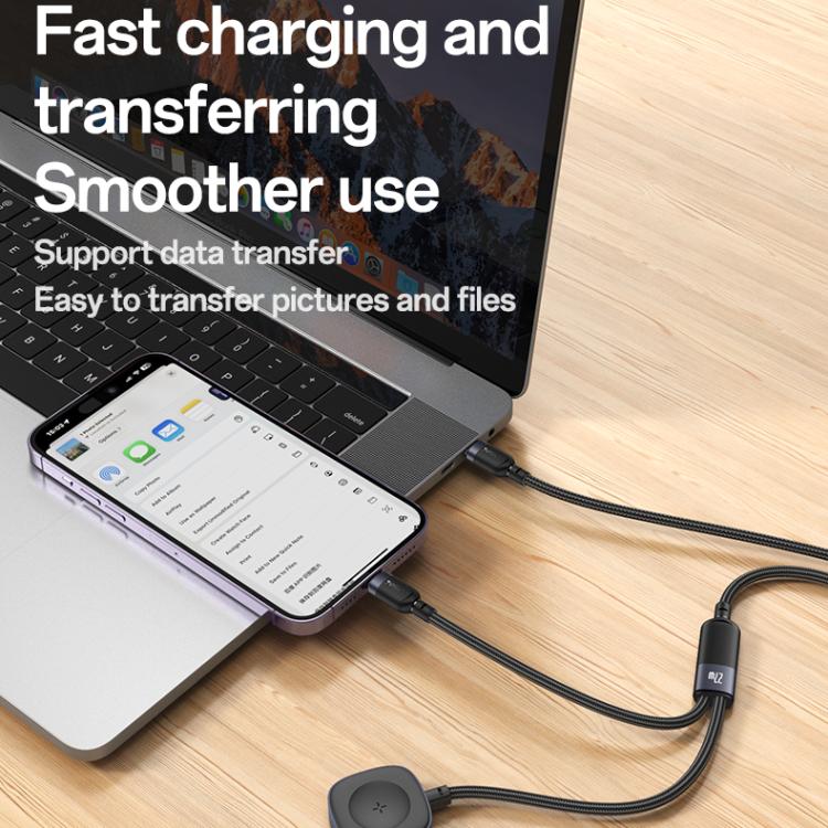 Yesido CA136L 27W USB-C / Type-C to 8 Pin & iWatch 2 in 1 Charging Cable, Length:1.2m(Black) - free shipping - PMC TechLife - Order now!