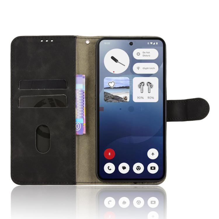 For Nothing Phone 3 Skin Feel Magnetic Flip Leather Phone Case(Black)