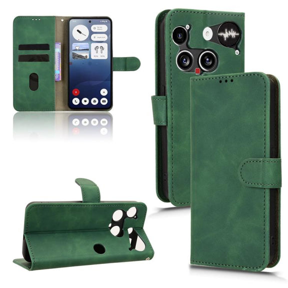For Nothing Phone 3 Skin Feel Magnetic Flip Leather Phone Case(Green)
